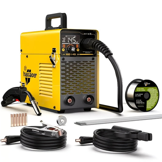Mig Lasapparaat – Gasloos Lasmachine – Semi-Automatisch Lasapparaat – Synergisch Lasapparaat – Draagbare Lasser – 145A Kracht – Slim LED-Display