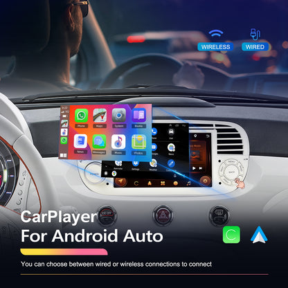 Multimedia Systeem Fiat 500 – Autoradio – Car Stereo – Touchscreen Radio – Inbouw Radio – 7 Inch HD Touchscreen – Draadloze CarPlay & Android Auto