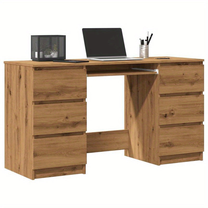 Burea tafel – Computer bureau – Kantoor tafel – Werk bureau – Artisan Eikenhout – 140x50x77 cm – Massief Hout – Stijlvol Design
