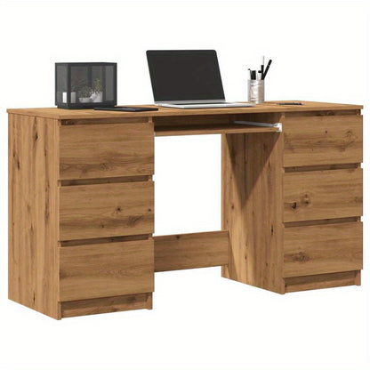Burea tafel – Computer bureau – Kantoor tafel – Werk bureau – Artisan Eikenhout – 140x50x77 cm – Massief Hout – Stijlvol Design