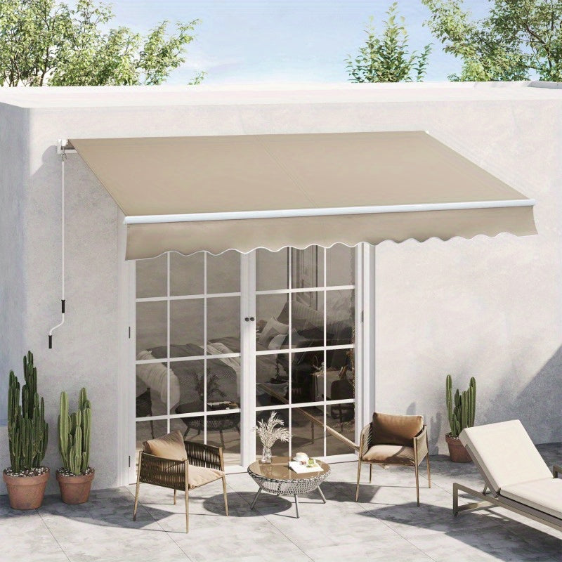 Zonnescherm – Zonneschaduw – Balkonzonwering – Terrasdoek – Buitenscherm – Beige Zonnescherm 3,95 Meter – Duurzaam Aluminium Frame – Weerbestendig & Eenvoudige Montage
