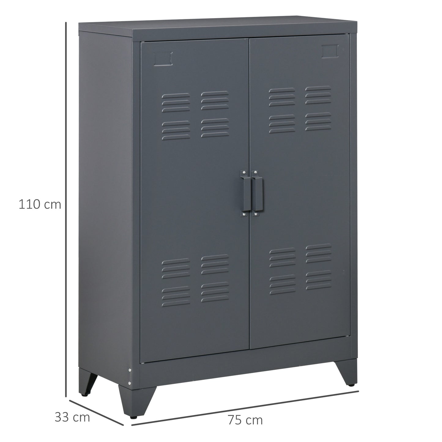 Archiefkast – Opbergkast – Dossierkast – Kantoorkast – Metalen Kast – Industrieel Design – 2 Verstelbare Legplanken – Antracietgrijs