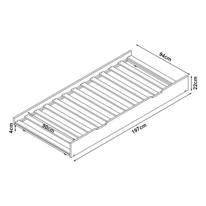 Uittrekbaar Onderschuifbed – Bedlade – Logeerbed – Opbergbed – Rolluikbed – Met Wieltjes – Massief Grenenhout – 197x94x22 cm – Wit