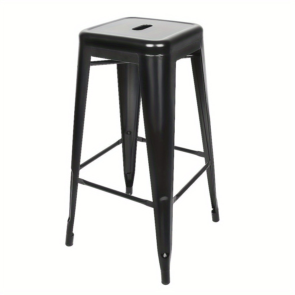Commercial Metal Dining Chair, 30" High (76cm), Industrial Style Bar Chair Set Of 4, Stackable Heavy Duty Bar Stools Without Back, Suitable for Restaurants, Cafes, Bistros (Set Of 4, Easy to Clean)