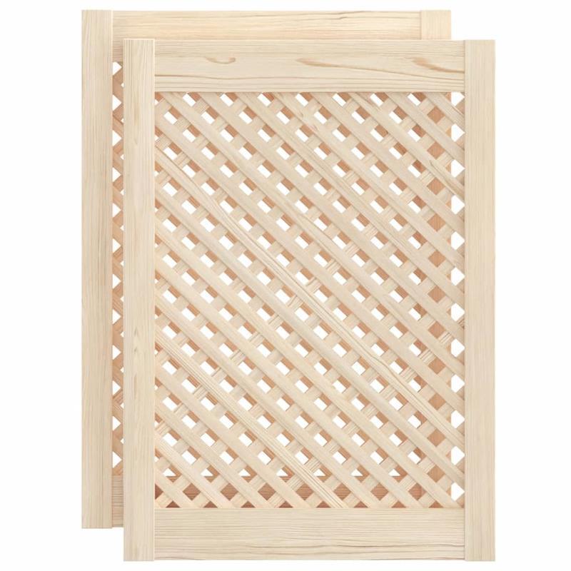 Opbergkast – Opbergmeubel – Kastje – Bergkast – Opbergkastje – Set Van 2 – Duurzaam Dennenhout – Rasterpatroon Design – 49,5x69 cm