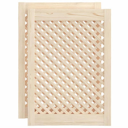 Opbergkast – Opbergmeubel – Kastje – Bergkast – Opbergkastje – Set Van 2 – Duurzaam Dennenhout – Rasterpatroon Design – 49,5x69 cm