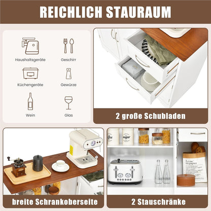Dressoir – Dressoirs – Opbergkast – Ladekast – TV-kast – Wit – 100 x 40 x 78 cm – Verstelbare plank – Waterafstotend MDF