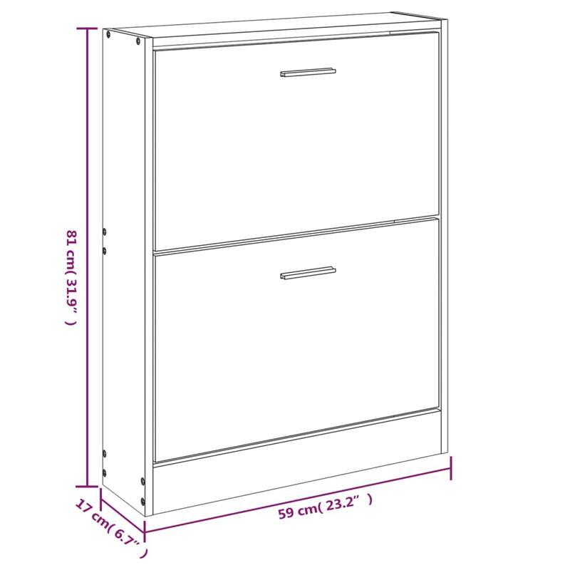 Solid Wood 2-Tier Shoe Rack, 59x17x81cm - Multilayer Storage Organizer for Entryway, Bedroom, Bathroom - No Metal Pipes, Hardwood & Particle Board, 8kg Capacity, Floor-Standing Design, Shoe Storage Organizer