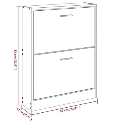 Solid Wood 2-Tier Shoe Rack, 59x17x81cm - Multilayer Storage Organizer for Entryway, Bedroom, Bathroom - No Metal Pipes, Hardwood & Particle Board, 8kg Capacity, Floor-Standing Design, Shoe Storage Organizer