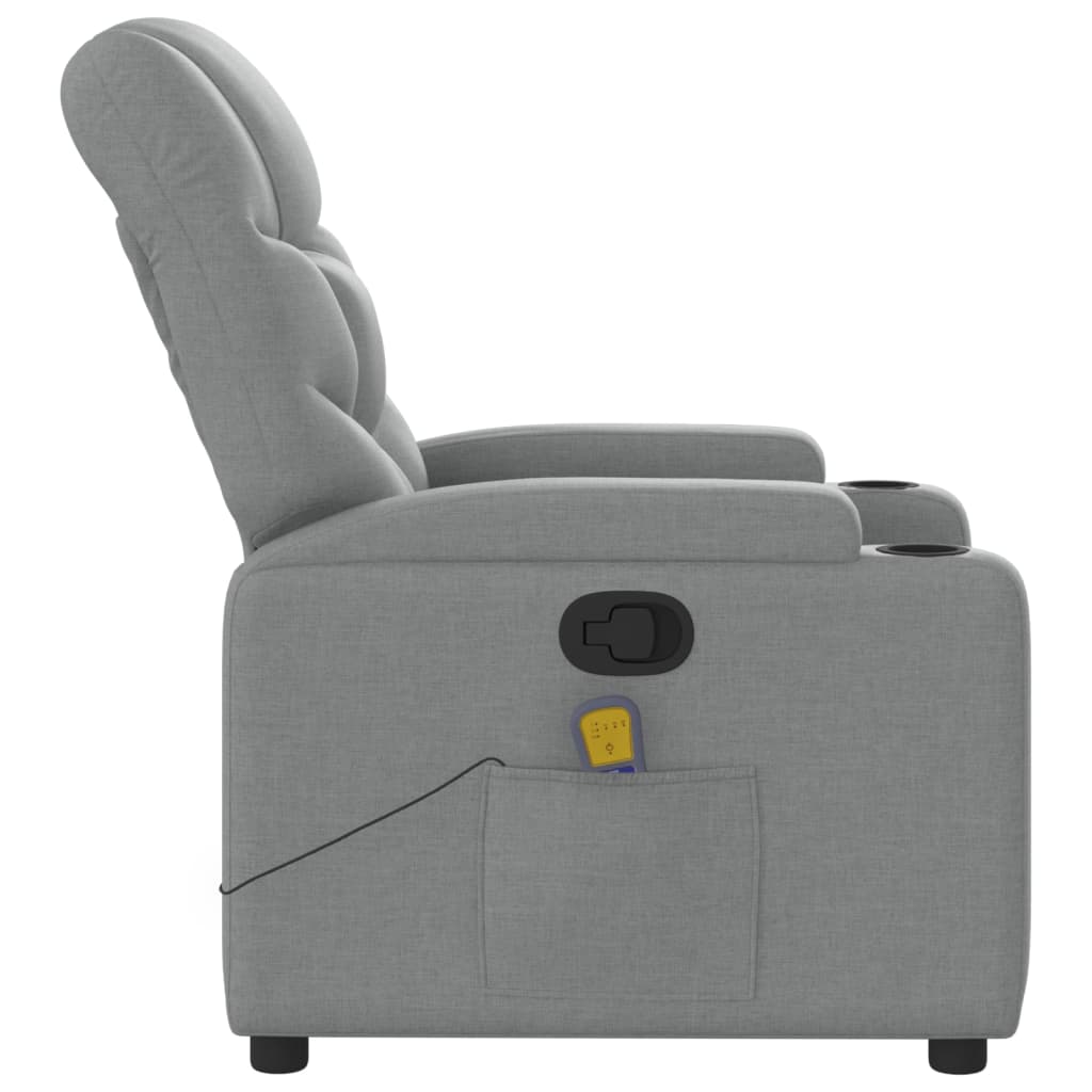 Massagestoel – Massagefauteuil – Relaxfauteuil – Relaxstoel – Ergonomische Stoel – Lichtgrijze Stof – Handmatige Verstelbare Rugleuning Tot 135 Graden