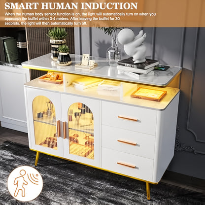Keukenkast – Buffetkast – Opbergkast – Sideboard – Dressoir – Wit – 3 Lades En 2 Deuren – Stevig Hout En Compact Design