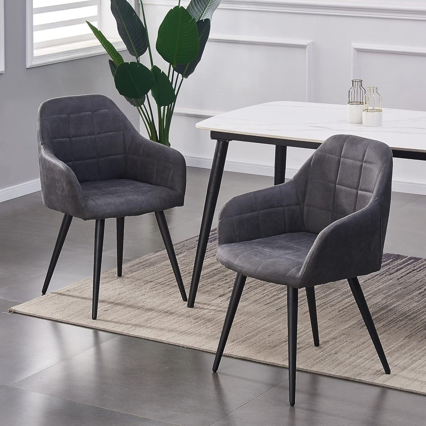 Eetkamerstoel – Kuipstoel – Set Van 2 – Designer Stoel – Keukenstoel – Kunstleer – Metalen Poten – Zithoogte 82 cm
