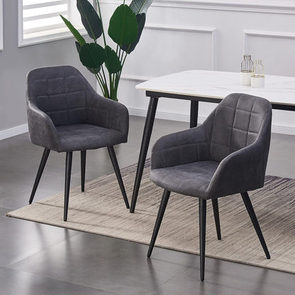 Eetkamerstoel – Kuipstoel – Set Van 2 – Designer Stoel – Keukenstoel – Kunstleer – Metalen Poten – Zithoogte 82 cm