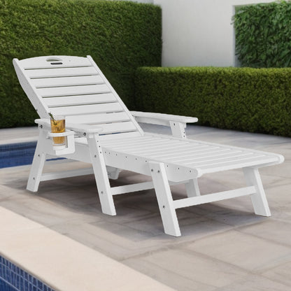 Ligstoel – Chaise Lounge – Tuinstoel – Ligbed – Loungestoel – Weerbestendig HDPE – 6 Instelbare Standen & 181 kg Draagvermogen
