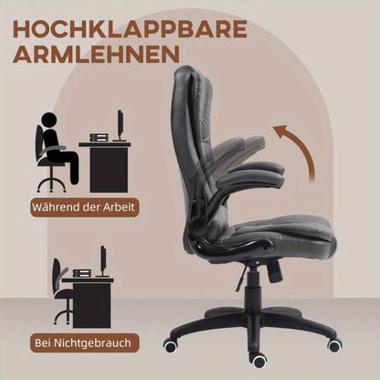 Ergonomische Bureaustoel – Bureaustoel Met Hoge Rugleuning – Kantoorstoel – Werkstoel – Deskchair – Verstelbare Armleuningen – Stevig PVC Frame – Comfortabele Zithouding
