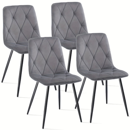 Eetkamerstoelen – Stoelen – Kuipstoelen – Keukenstoelen – Woonkamerstoelen – Fluwelen Bekleding – Stevige Metalen Poten – Hoge Rugleuning – Set van 4 – 84x44x38 cm
