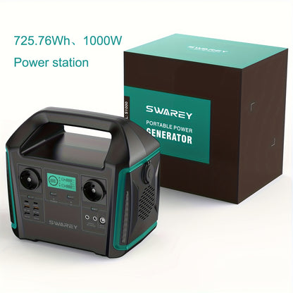 Zonnegenerator – Draagbare Stroomgenerator – Powerstation – Noodstroomvoorziening – Powerbank – 725,76 Wh Capaciteit – 1000 W Pure Sinus AC-uitgang