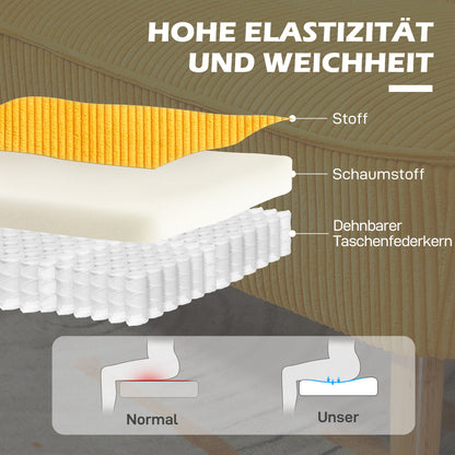 2-zits bank – tweezitsbank – loveseat – zitbank – sofa – Scandinavisch design – massief houten frame – draagkracht 150 kg – afmeting 117x56,5x77 cm – gele kleur