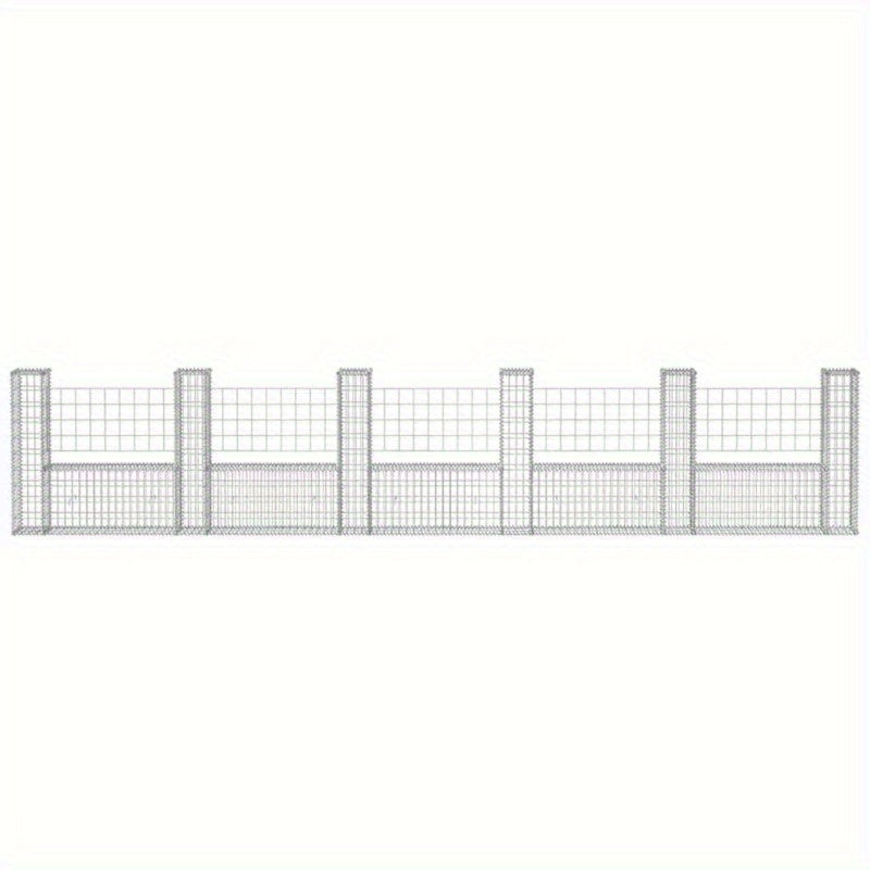Gabion Mand – Gabion Wand – Steenkorf – Tuinmuur – Plantenbak – Zilver – Stalen U-Vorm – 570x20x100 cm – Weerbestendig & Duurzaam