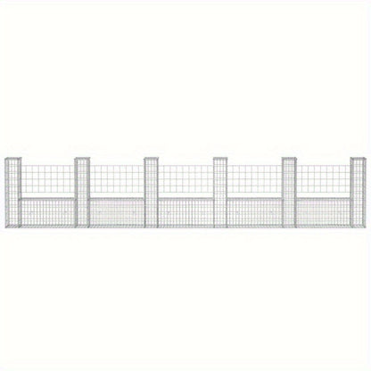 Gabion Mand – Gabion Wand – Steenkorf – Tuinmuur – Plantenbak – Zilver – Stalen U-Vorm – 570x20x100 cm – Weerbestendig & Duurzaam