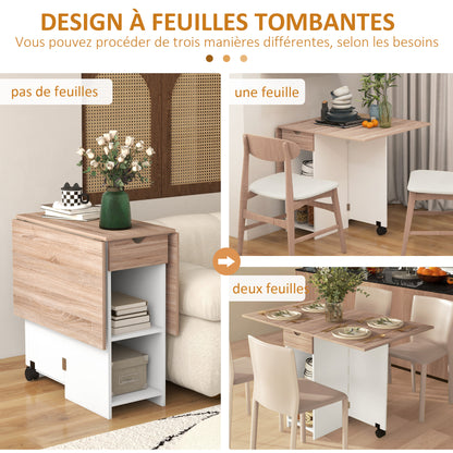 Uitschuifbare Eettafel – Inklapbare Tafel – Keukentafel – Uitklapbare Tafel – Compacte Eettafel – Modern Design – Ruimtebesparend Met Lade – Eikenhout Look
