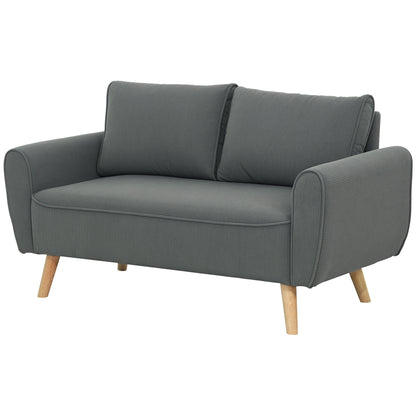 Bankstel – Tweezitsbank – 2-Zitsbank – Sofa – Bank – Donkergrijs Corduroy – Compact 145x75x78 CM – Inclusief 2 Rugkussens