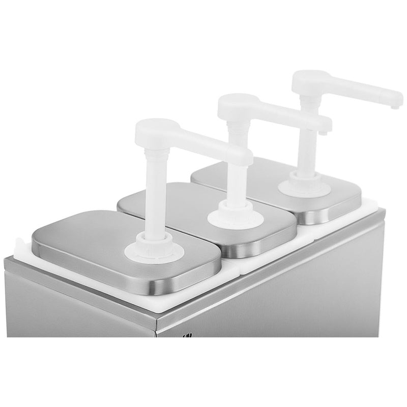 Triple Sauce Dispenser with Pump, Stainless Steel, 3 x 2 L