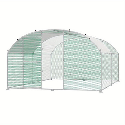 Kippenhok – Buitenren – Kippenren – Pluimveestal – Dierenverblijf – Gegalvaniseerd Staal – 300x400x185 cm – PE Koepeldak – Beveiligde Deur