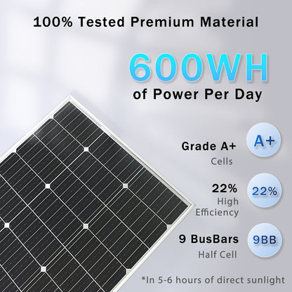 Zonnepaneel – Solar Panel – Zonnecellen – Zonnepaneel Set – Monokristallijn – 120W – 18V Output – Aluminium Frame – Hoge Efficiëntie