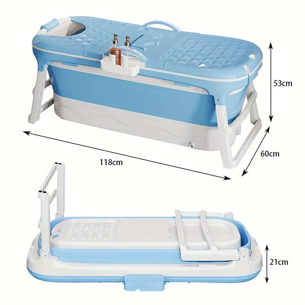 Opvouwbaar Bad – Inklapbaar Bad – Zitbad – Ligbad – Badkuip – Grote 118x60x53 cm – 100% PVC Met Afvoer En Ingebouwd Douche Systeem