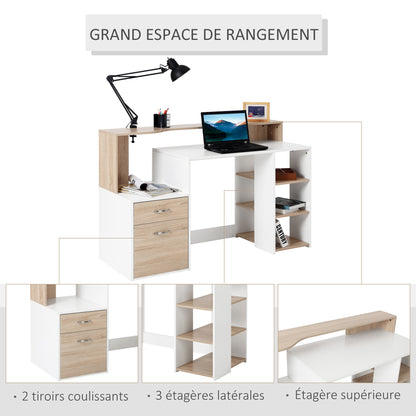 Bureau – Computertafel – Werkplekmeubel – Studieplek – Thuiswerkplek – Beige Eiken – Compact 137x55x92 cm – Hoogwaardig MDF Met Metaal