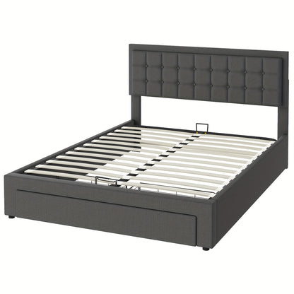 Bedframe – Tweepersoonsbed – Gestoffeerd Bed – Opbergbed – Slaapbank – 140x200 cm – Hydraulische Lift – Ruime Onderbedlade