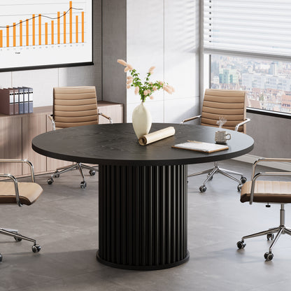 Ronde Vergadertafel – Vergadertafel – Werktafel – Eettafel – Overlegruimte – Compact 120 cm – Houten Blad Met Metalen Onderstel