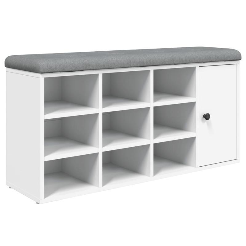 Schoenenbank – Schoenenkastje – Schoenopbergmeubel – Schoenrek – Houten Bench – Wit – Stevig MDF – Compact 102x32x50 cm