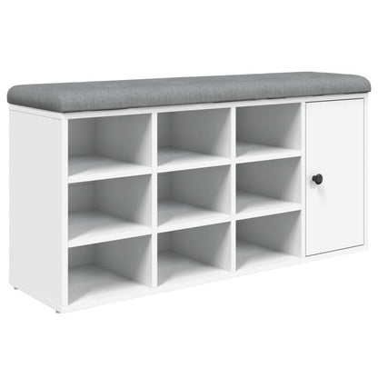 Schoenenbank – Schoenenkastje – Schoenopbergmeubel – Schoenrek – Houten Bench – Wit – Stevig MDF – Compact 102x32x50 cm