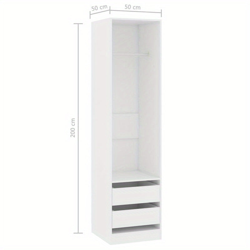 Wardrobe with Drawers 50X50X200 Cm Made of Treated Wood in White