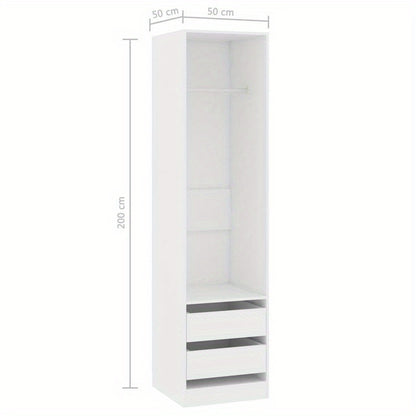 Wardrobe with Drawers 50X50X200 Cm Made of Treated Wood in White