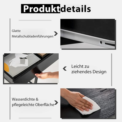 Bureau – Computerbureau – Bureautafel – Werkplek – Schrijftafel – Met 2 Lades – Industrieel Design – 112x48x76 cm – Metaal