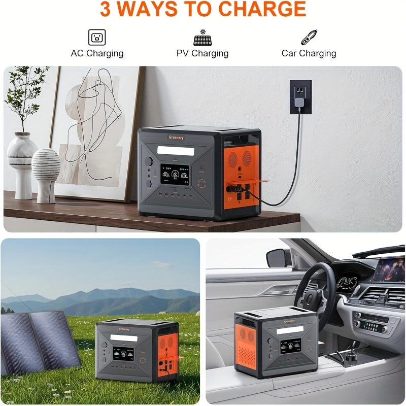 Draagbare Power Station – Mobiele Generator – Noodstroomvoorziening – Camping Accu – Zonne-energie Generator – 2500W Vermogen – 2304Wh Capaciteit Met 400W Zonnepanelen