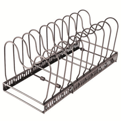 Certified Adjustable Pot Lid Holder (30-59cm) - Heavy Duty Steel Pan/Dish Rack, Pot Rack For Kitchen, Racks For Storage Pot, Pot Cover Holder, Pot Organizers For Kitchen, Spacesaving Solution, Kitchen Organization, Compact De