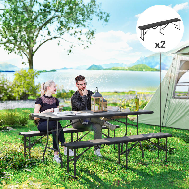 Campingbank – Outdoor Bank – Kampeerbank – Tuinbank – Picknickbank – Draagvermogen 240 kg – Lichtgewicht & Robuust A-frame
