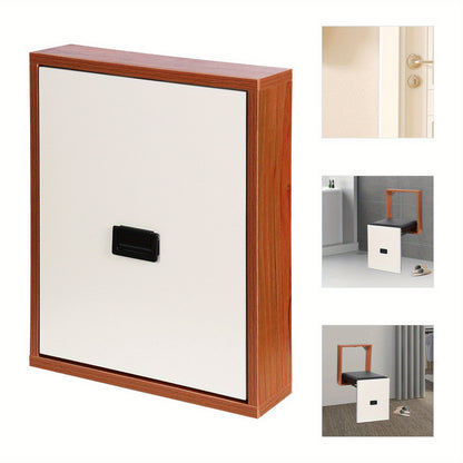 Kluizenkrukje – Inklapbare Wandkruk – Wandstoel – Schoenkrukje – Zitkrukje – Draagkracht 150 kg – Zitting Van Zacht PVC – Ruimtebesparend Design – Wit & Hout