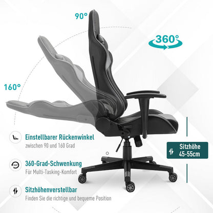 Ergonomische Bureaustoel – Bureaustoel – Gamestoel – Draaistoel – Bureaustoel Zwart – Hoogwaardig Schuim – Handmatig Verstelbare Rugleuning & Hoogte