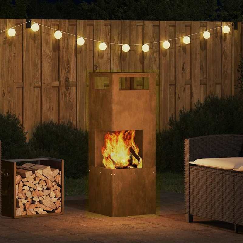 Draagbare Vuurkorf – Vuurschaal – Buitenhaard – Mini Fireplace – Buitenkachel – Compact 35cm – Duurzaam Metalen Design – Bruin