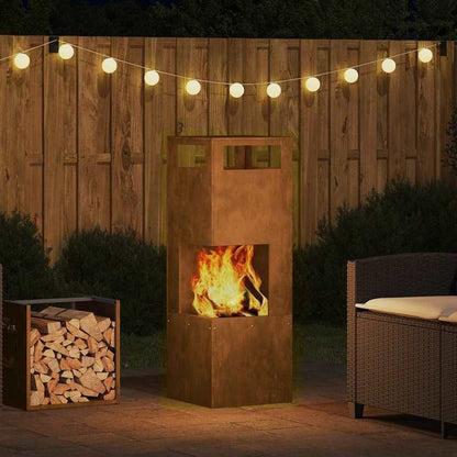 Draagbare Vuurkorf – Vuurschaal – Buitenhaard – Mini Fireplace – Buitenkachel – Compact 35cm – Duurzaam Metalen Design – Bruin