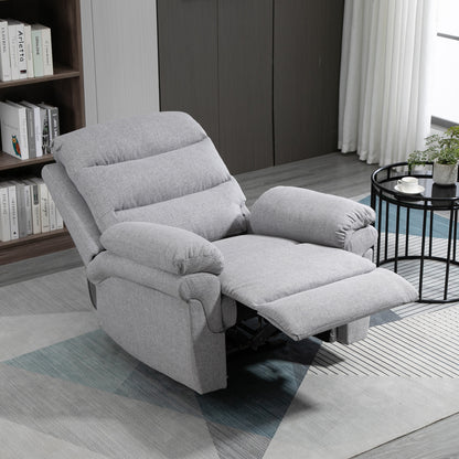 Relaxfauteuil – Verstelbare Loungefauteuil – Ligstoel – Tv-fauteuil – Zithoekstoel – Verstelbare Rugleuning 165° – Linnen Stof Lichtgrijs 91x92x102 cm