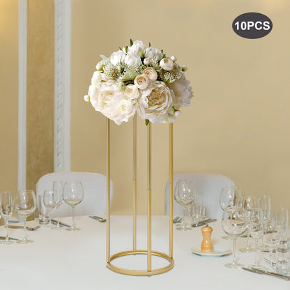 Tafeldecoratie – Bloemenstandaard – Bloemhouder – Tafelpresentatie – Bruiloft Decoratie – Gouden Metalen Standaards – 80 cm Hoog – Robuust Ijzer