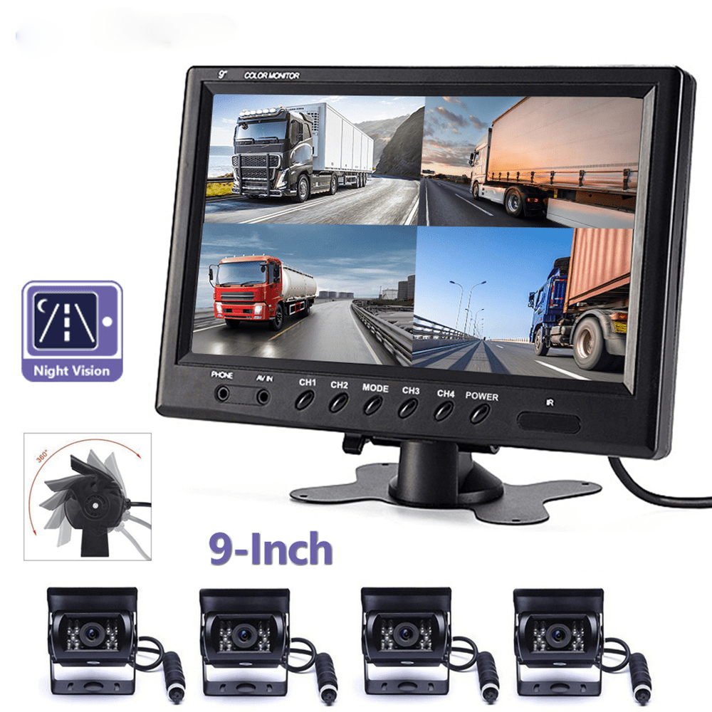 Achteruitrijcamera – Parkeercamera – Reversiecamera – Backup Camera – 4 Camera Set – 9 Inch Monitor – Nachtzicht – 20 Meter Kabels
