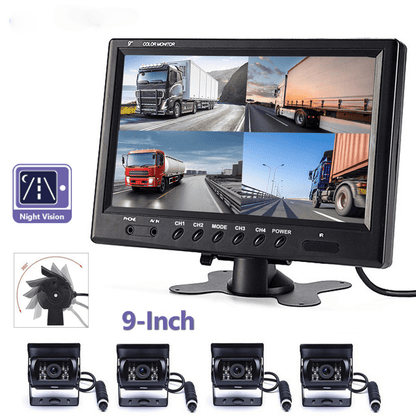 Achteruitrijcamera – Parkeercamera – Reversiecamera – Backup Camera – 4 Camera Set – 9 Inch Monitor – Nachtzicht – 20 Meter Kabels