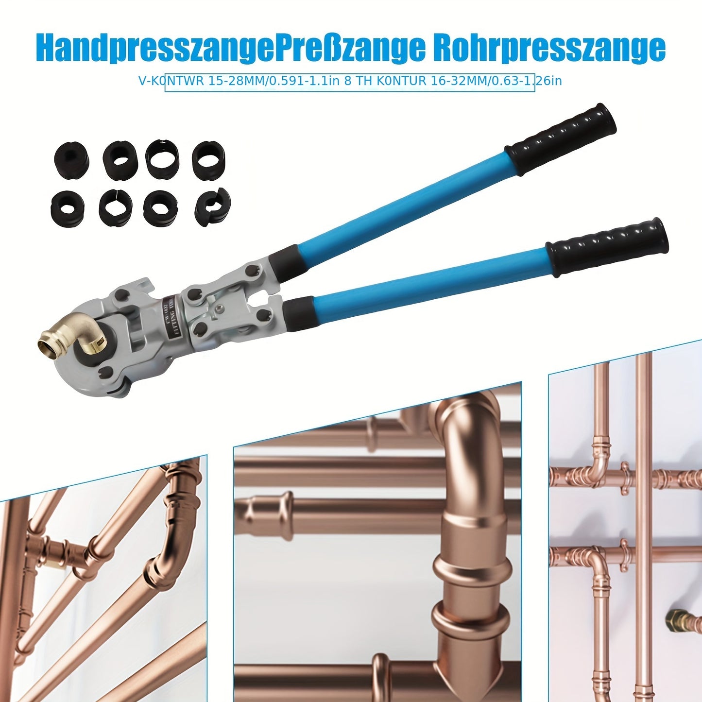 Buizentang – Pijpenklem – Buigtang – Buisschaar – Buizenkniptang – 6-Ton Kracht – 360° Roterende Kop